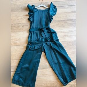 Girl size 10 Emerald Green Wide-Leg Jumpsuit/ pantsuit with Tie Belt